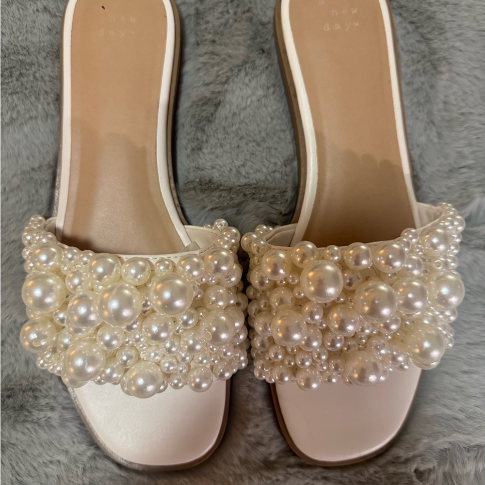 A New Day Women's Pearl Embellished Sandals - White